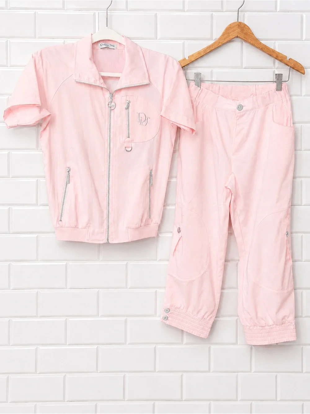 Light Pink Two-Piece Jacket & Capri Pants Set